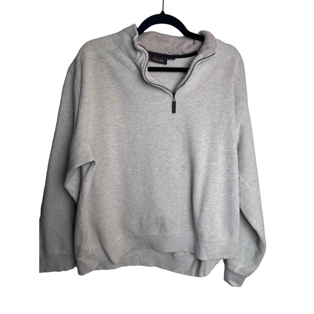 Tasso Elba 1/4 Grey Mens 100% Cotton Size XL Classic Neutral